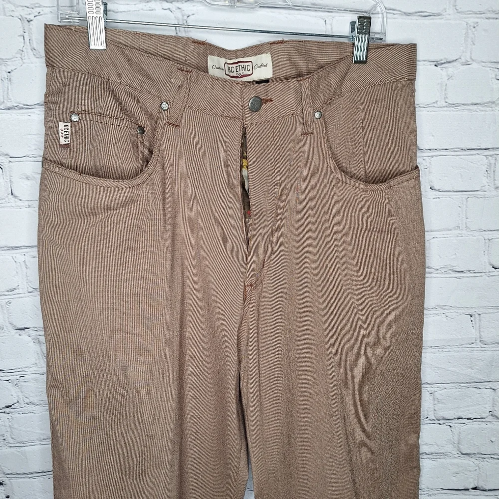 BC Ethic Brown EZ FIT Mens Casual Stetch Straight Leg Trouser Sz 32 - Picture 2 of 9